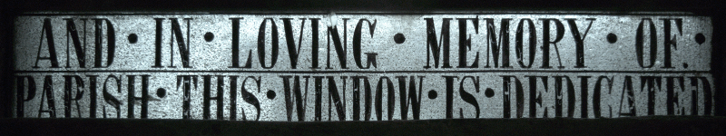 Inscription at bottom of centre light