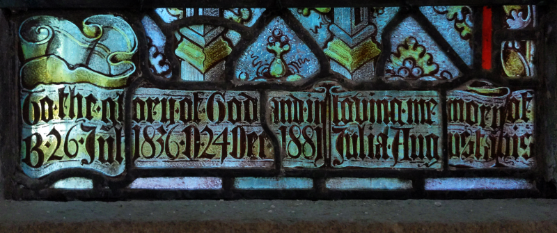 Inscription at base of left-hand light